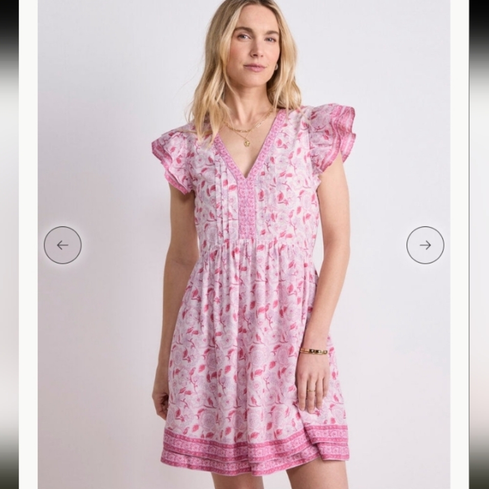 Vineyard Vines Nora Pintuck Dress, Size S, Pink, White & Purple - Picture 2 of 11